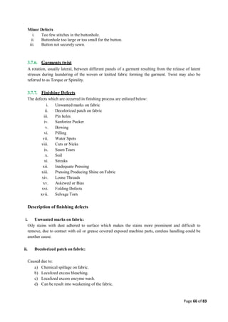 Quality control management  in apparel industries.