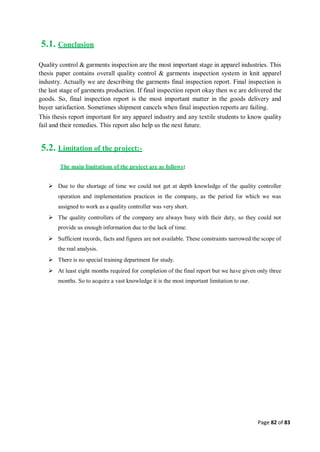 Quality control management  in apparel industries.