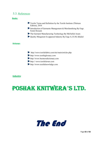 Quality control management  in apparel industries.