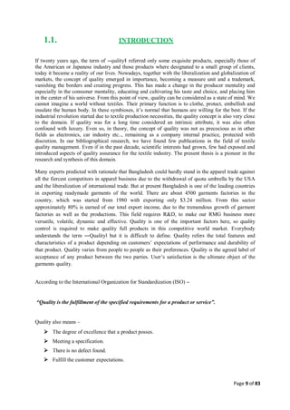 Quality control management  in apparel industries.