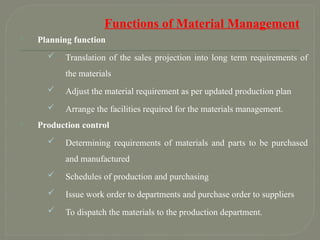 Material Management, Control charts, quality control | PPTX