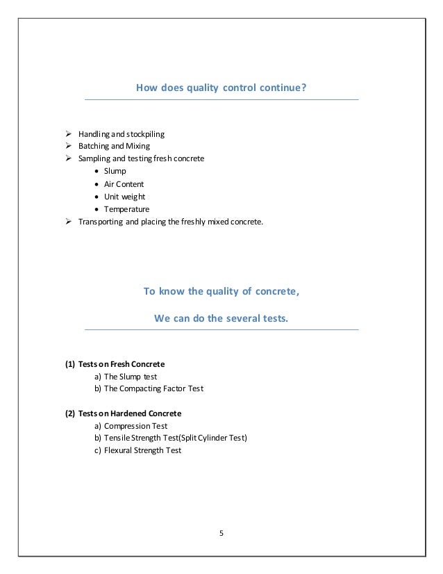 Quality control of concrete