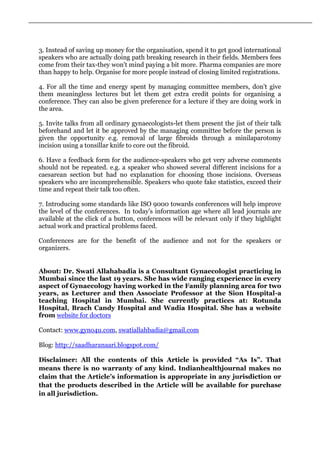 Quality Control of Conferences