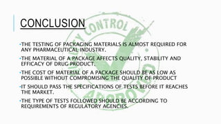 Quality control of packaging material | PPTX