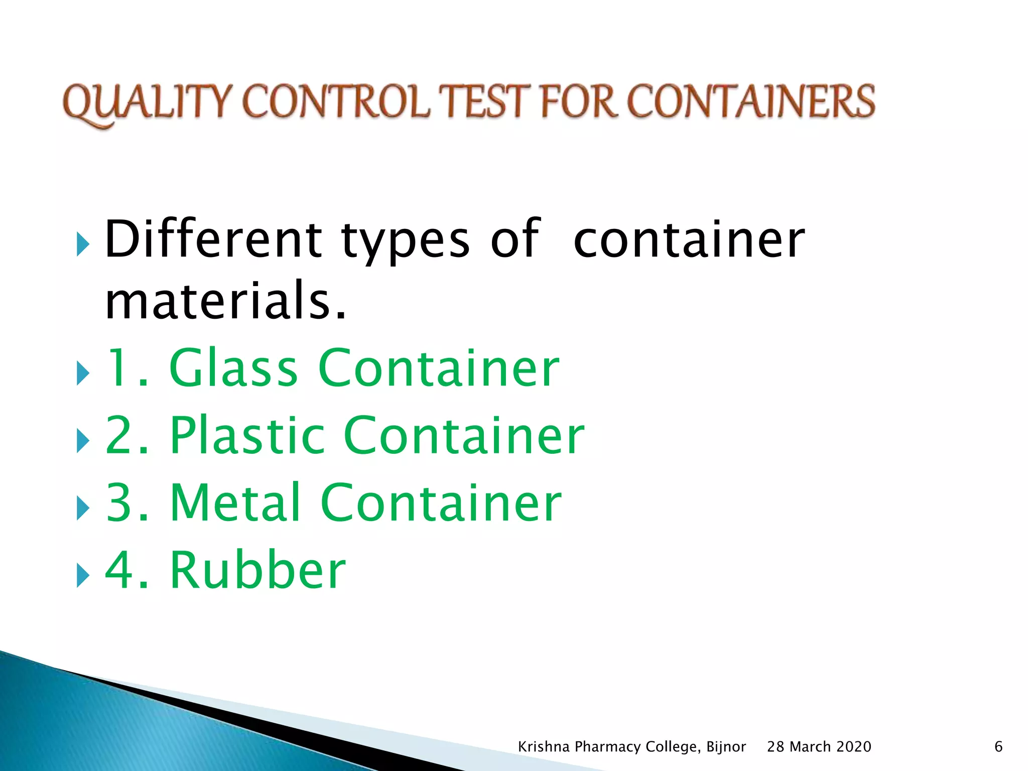 Quality control of packaging material | PPTX