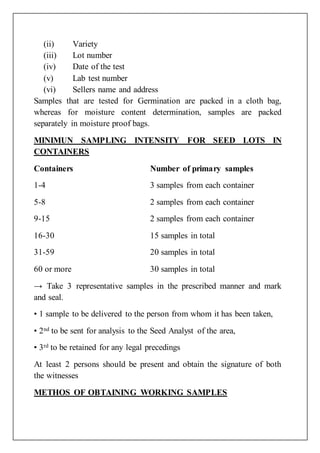 Seed Sample Quality control of seeds | DOCX