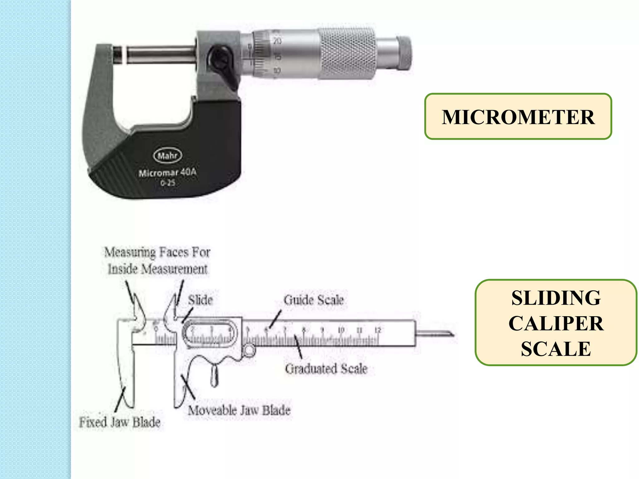 MICROMETER
SLIDING
CALIPER
SCALE
 