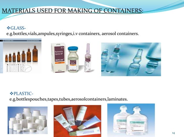 quality control test for containers, closures and secondary packing ...