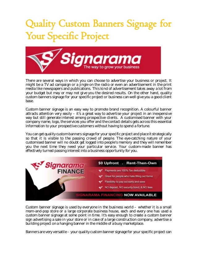 Quality Custom Banners Signage For Your Specific Project