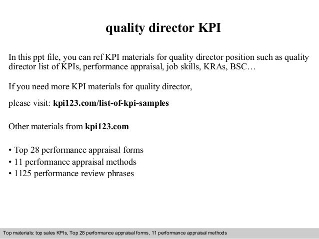 Quality Director Kpi