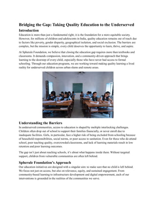 Bridging the Gap: Taking Quality Education to the Underserved | PDF