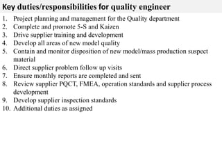 Quality Engineer Job Description