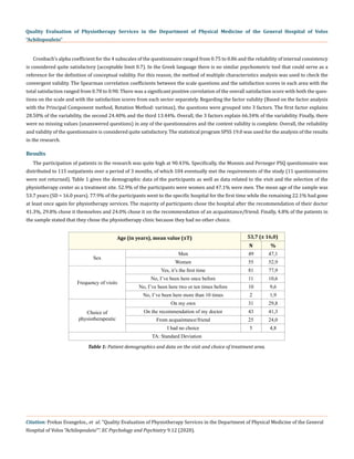Quality evaluation of physiotherapy services | PDF