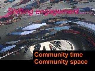 Community time Community space Shifting engagement…. 