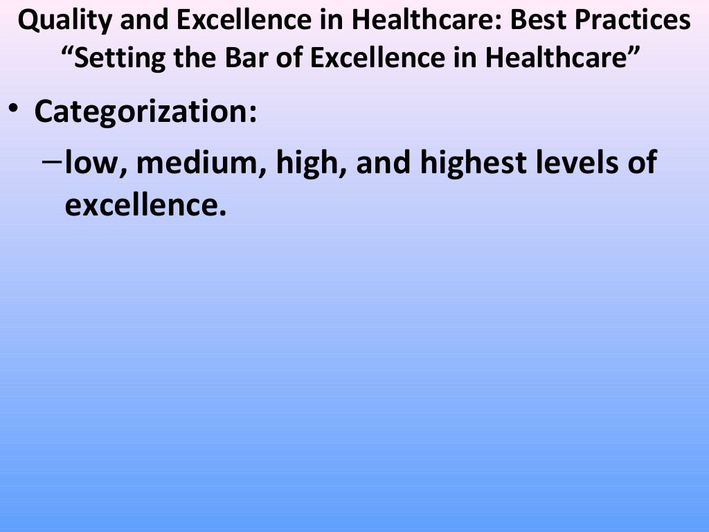 Quality and Excellence in Healthcare Best Practices