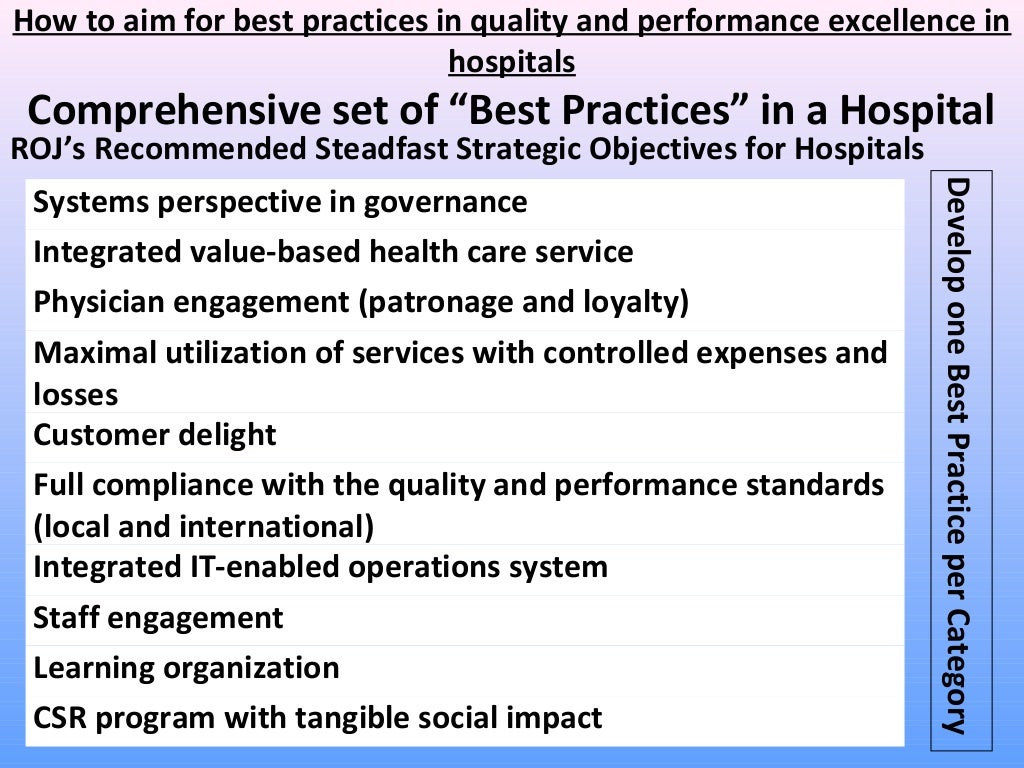 Quality and Excellence in Healthcare Best Practices