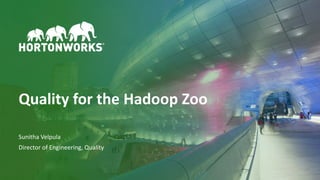 1 © Hortonworks Inc. 2011–2018. All rights reserved
Quality for the Hadoop Zoo
Sunitha Velpula
Director of Engineering, Quality
 
