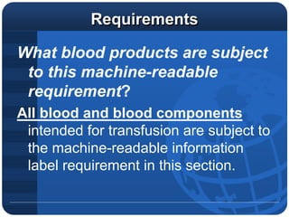 Regulatory Requirements for Labeling Neonatal Blood Components | PDF ...