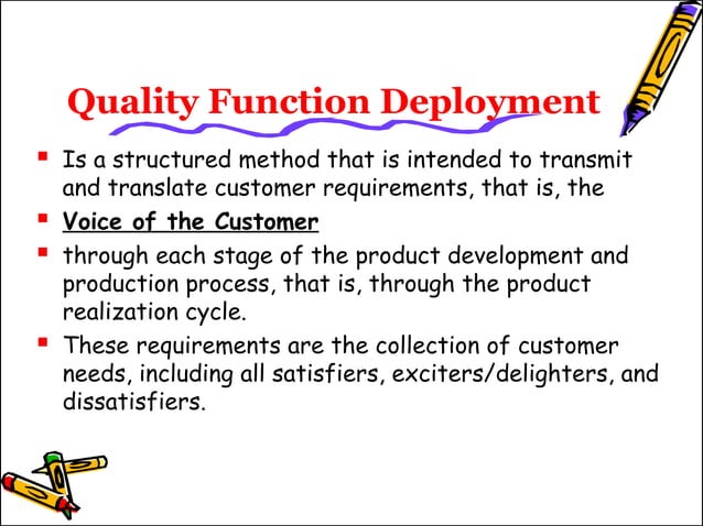 Quality function deployment | PPT | Business | Business and Finance