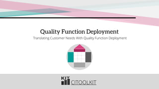 CITOOLKIT
Quality Function Deployment
Translating Customer Needs With Quality Function Deployment
 