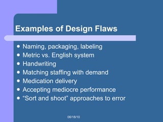 Flaws Examples Indesign Quality health care | PPT