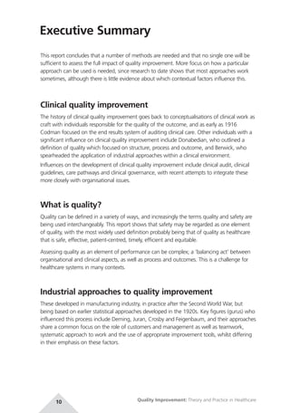 Quality improvement theory and practice in healthcare | PDF
