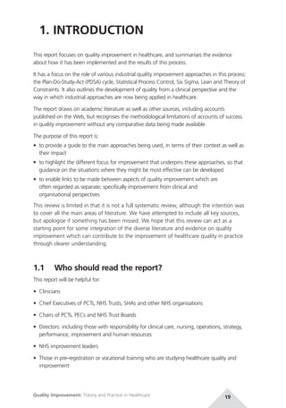 Quality improvement theory and practice in healthcare | PDF
