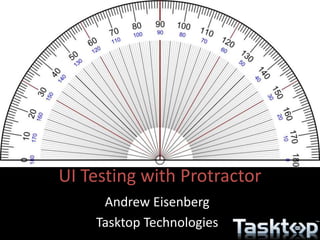 UI Testing with Protractor
Andrew Eisenberg
Tasktop Technologies
 