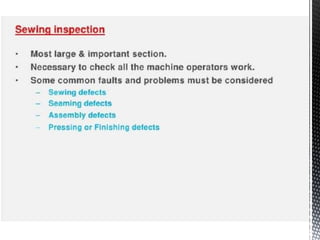 Quality inspection in apparel industry