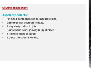 Quality inspection in apparel industry