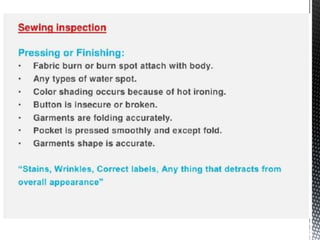 Quality inspection in apparel industry