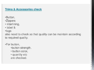 Quality inspection in apparel industry