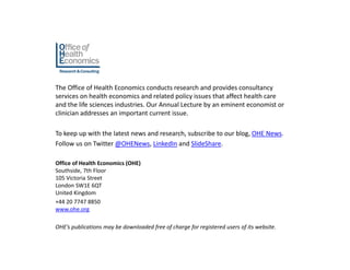 Alan Maynard Quality in the NHS: OHE Annual Lecture with Alan Maynard | PDF