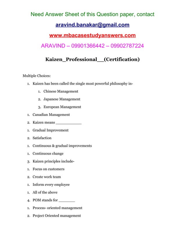 Kaizen_Professional__(Certification) “Quality is defined by the
