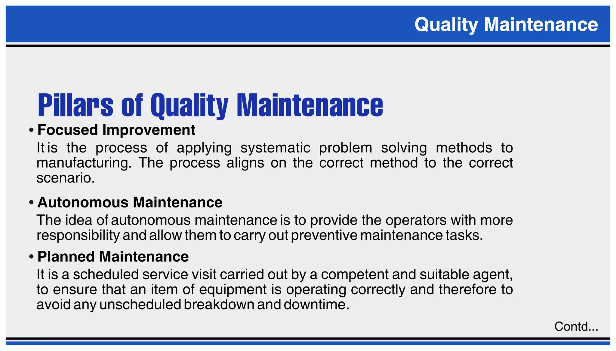 QUALITY MAINTENANCE PPT