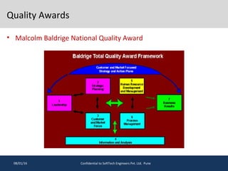 Quality Awards
• Malcolm Baldrige National Quality Award
08/01/16 Confidential to SoftTech Engineers Pvt. Ltd. Pune
 