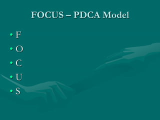 FOCUS – PDCA Model

•F
•O
•C
•U
•S
 