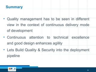 Quality management in continuous delivery and dev ops world pm ...