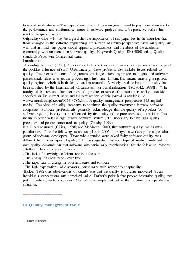 Quality management in software engineering