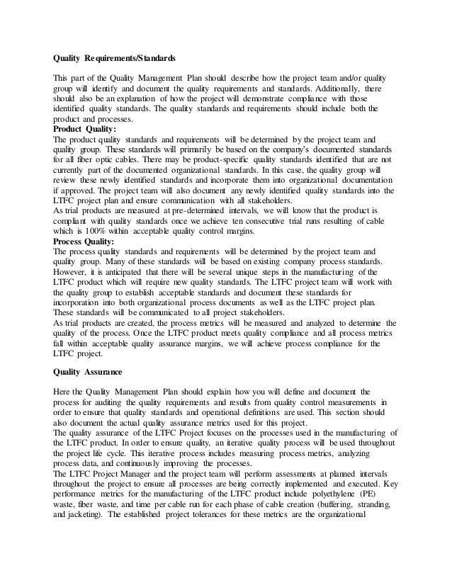 <strong>Electrical Quality Control Plan</strong> - firsttimequalityplans.com Quality management plan template