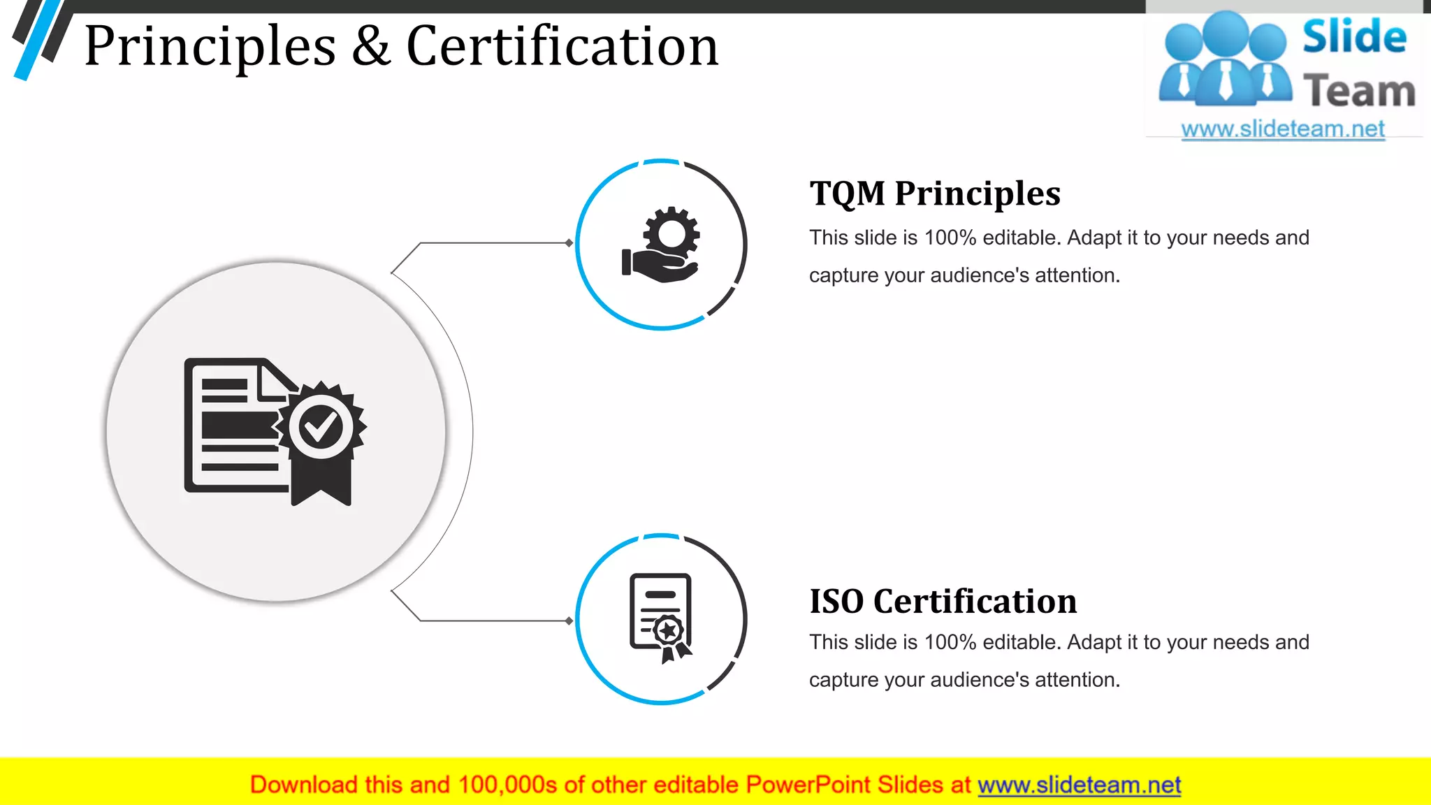 Principles & Certification
TQM Principles
This slide is 100% editable. Adapt it to your needs and
capture your audience's attention.
ISO Certification
This slide is 100% editable. Adapt it to your needs and
capture your audience's attention.
16
 