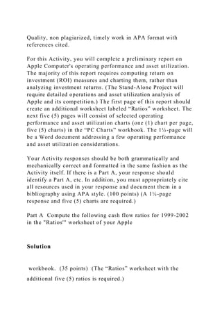 Quality, non plagiarized, timely work in APA format with references .docx