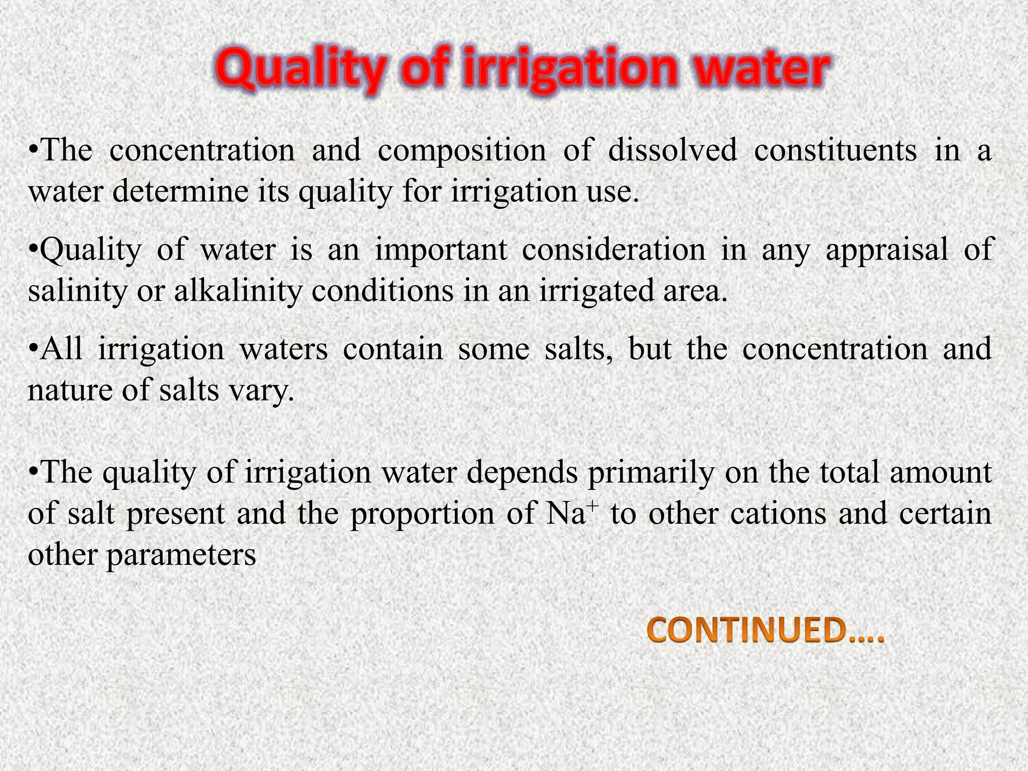 Quality of irrigation water | PPTX
