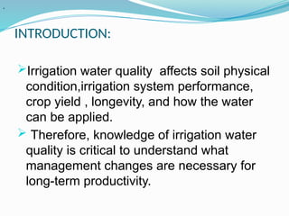 quality of irrigation water with their parameters | PPTX