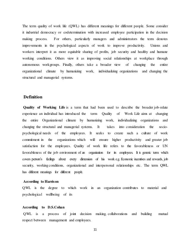 quality of work example