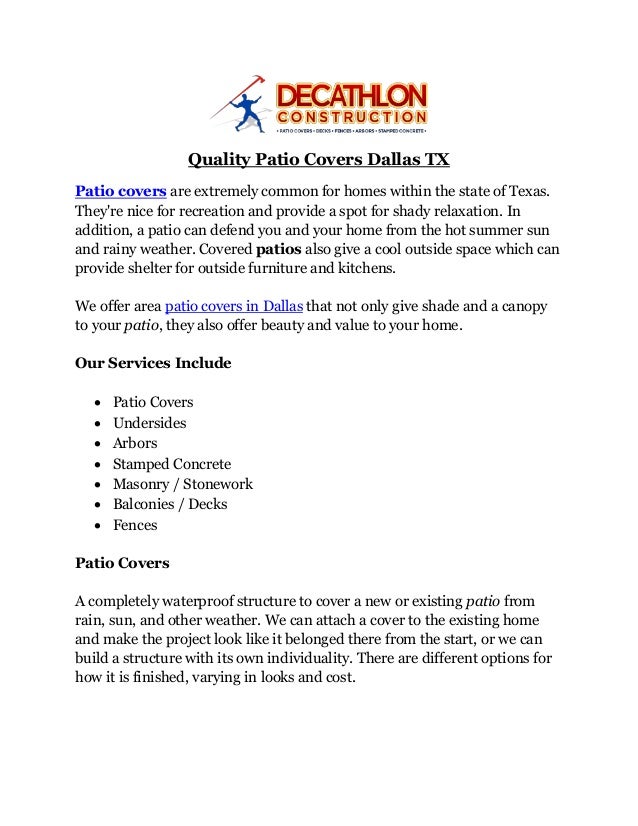 Quality patio covers dallas tx