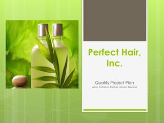 Perfect Hair,
Inc.
Quality Project Plan
Alina, Catarina, Rachel, Janani, Rizwana
 