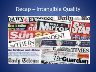 Recap – Intangible Quality
 