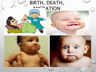BIRTH, DEATH,
MIGRATION
 