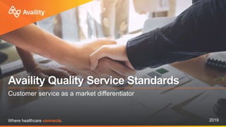 Where healthcare connects.
Availity Quality Service Standards
2019
Customer service as a market differentiator
 